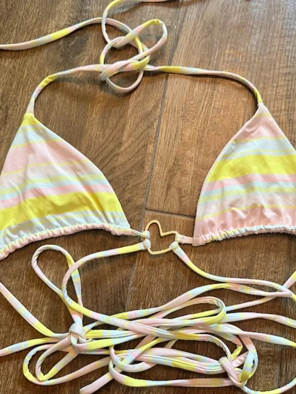 NWOT Frankie's Bikinis Heart Tatum Top/Kailyn Bottom Pastel Stripe Bikini Set-Sm
